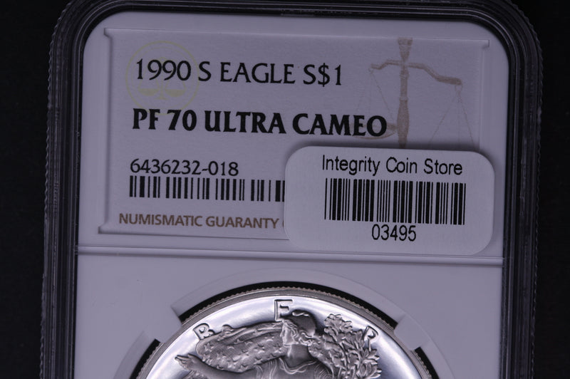 1990-S Silver Eagle $1. NGC Graded PF-70 Ultra Cameo.  Store
