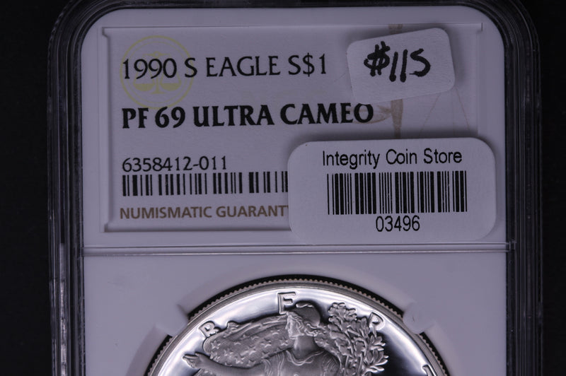 1990-S Silver Eagle $1. NGC Graded PF-69 Ultra Cameo.  Store
