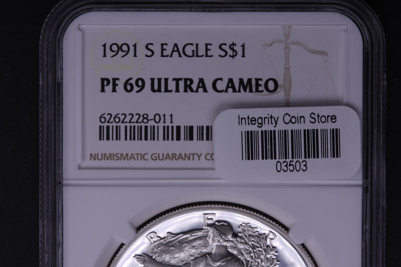 1991-S Silver Eagle $1. NGC Graded PF-69 Ultra Cameo. Store