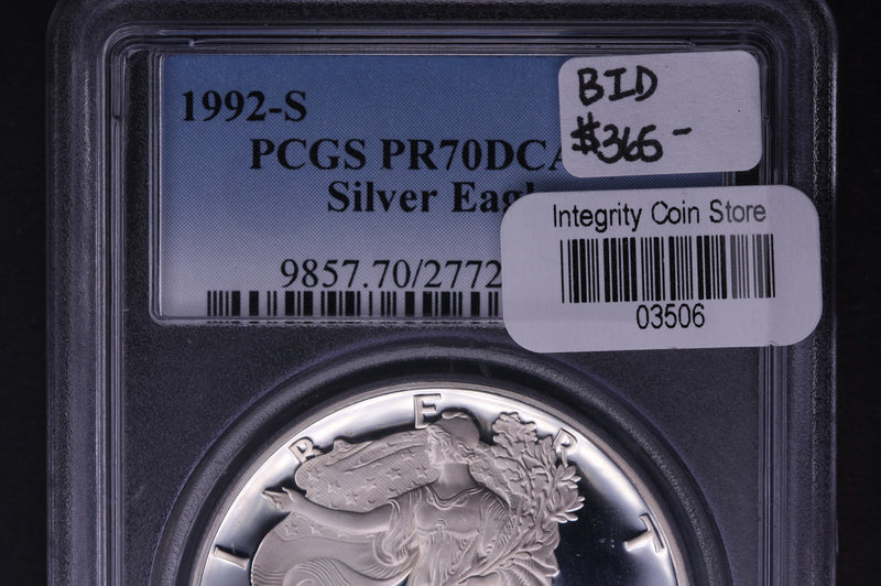 1992-S Silver Eagle $1. PCGS Graded PR-70 DCAM. Store
