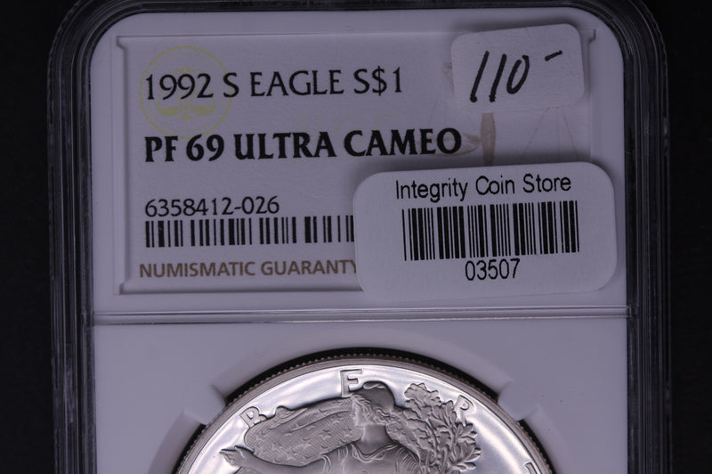 1992-S Silver Eagle $1. NGC Graded PF-69 Ultra Cameo. Store