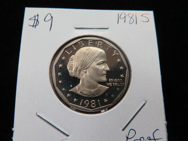 1981-S Susan B. Anthony Dollar, Proof, Type 1. Un-Circulated Coin.