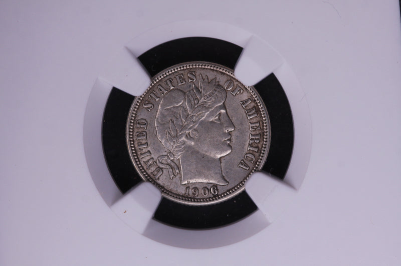 1906-D Barber Silver Dime, NGC Graded AU-53. Store