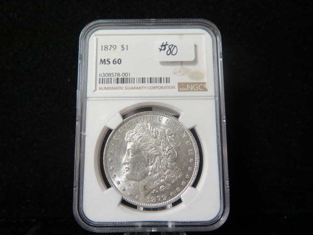 1879 Morgan Silver Dollar, NGC Graded MS 60.  Store