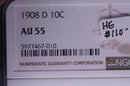 1908-D Barber Silver Dime, NGC Graded AU-55. Store