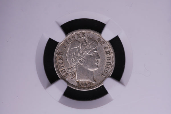 1908-D Barber Silver Dime, NGC Graded AU-55. Store #05557