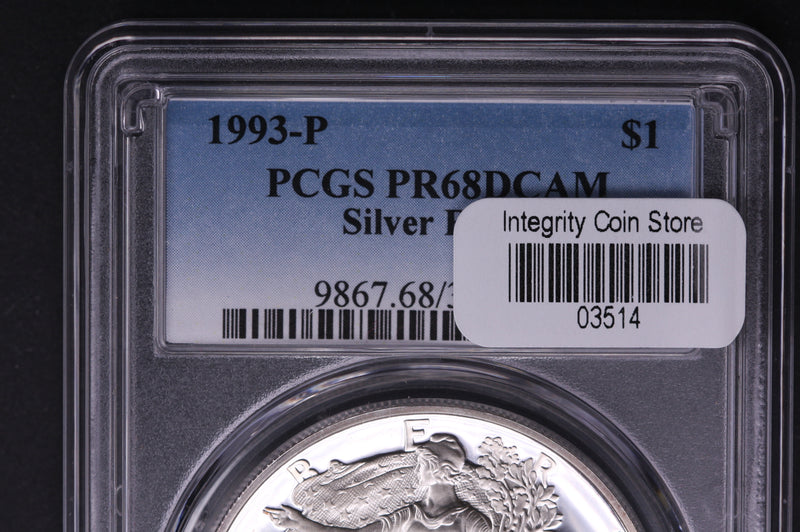 1993-P Silver Eagle $1. PCGS Graded PR-68 DCAM. Store