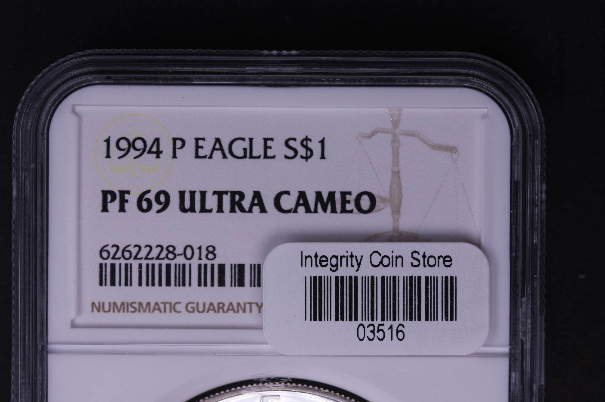 1994-P Silver Eagle $1. NGC Graded PF-69 Ultra Cameo. Store #AE0043