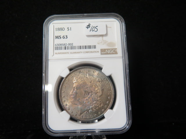 1880 Morgan Silver Dollar, NGC Graded MS 63 Choice Uncirculated Coin. Store