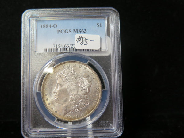 1884-O Morgan Silver Dollar, PCGS Graded MS 63 UNC.  Store #03135
