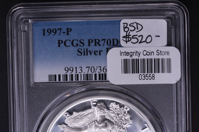 1997-P Silver Eagle $1. PCGS Graded PR-70 DCAM. Store