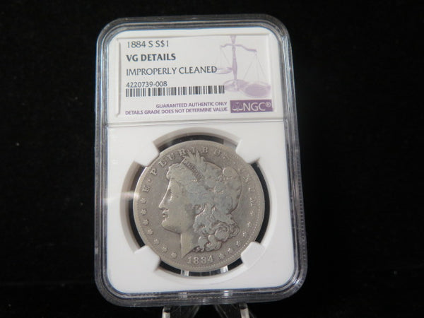 1884-S Morgan Silver Dollar, Circulated Coin VG Details Store #03145