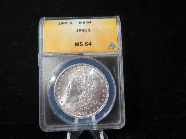 1885 Morgan Silver Dollar, ANACS Graded MS 64 UNC.  Store