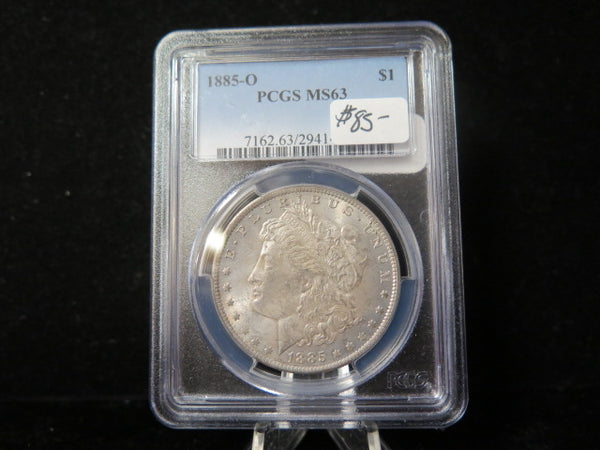 1885-O Morgan Silver Dollar, PCGS Graded MS 63 UNC.  Store #03154