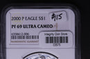 2000-P Silver Eagle $1. NGC Graded PF-69 Ultra Cameo. Store
