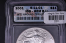 2001 Silver Eagle $1. ICG GEM B.U. WTC Ground Zero Recovered. Store