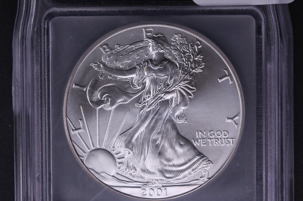 2001 Silver Eagle $1. ICG Graded GEM B.U. WTC Ground Zero Recovered. Store #03576