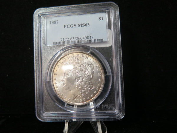 1887 Morgan Silver Dollar, PCGS Graded MS 63.  Store #03160