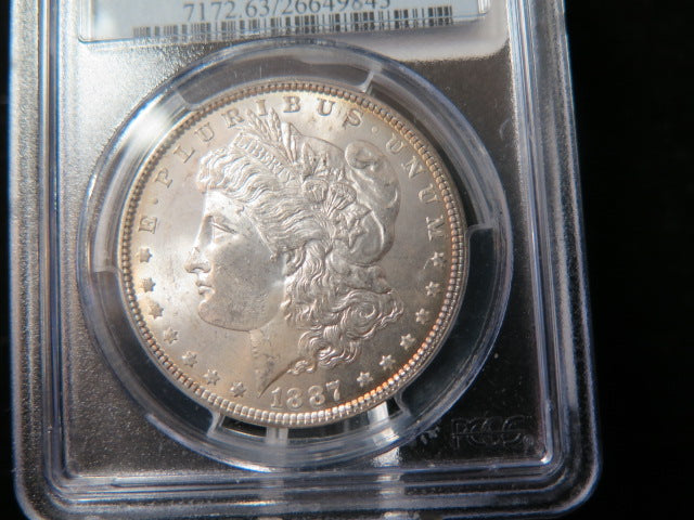 1887 Morgan Silver Dollar, PCGS Graded MS 63.  Store