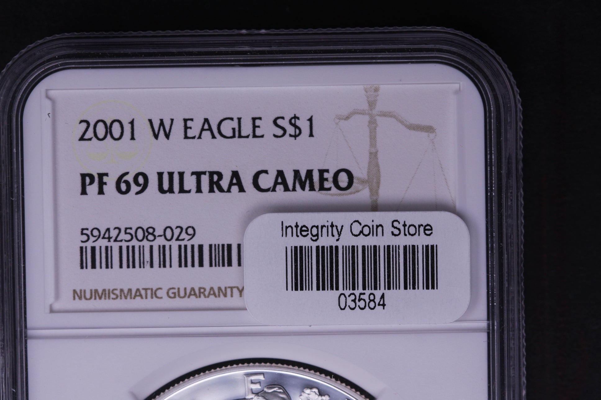 2001-W Silver Eagle $1. NGC Graded PF-69 Ultra Cameo. Store #AE0066