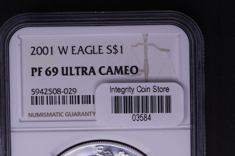 2001-W Silver Eagle $1. NGC Graded PF-69 Ultra Cameo. Store