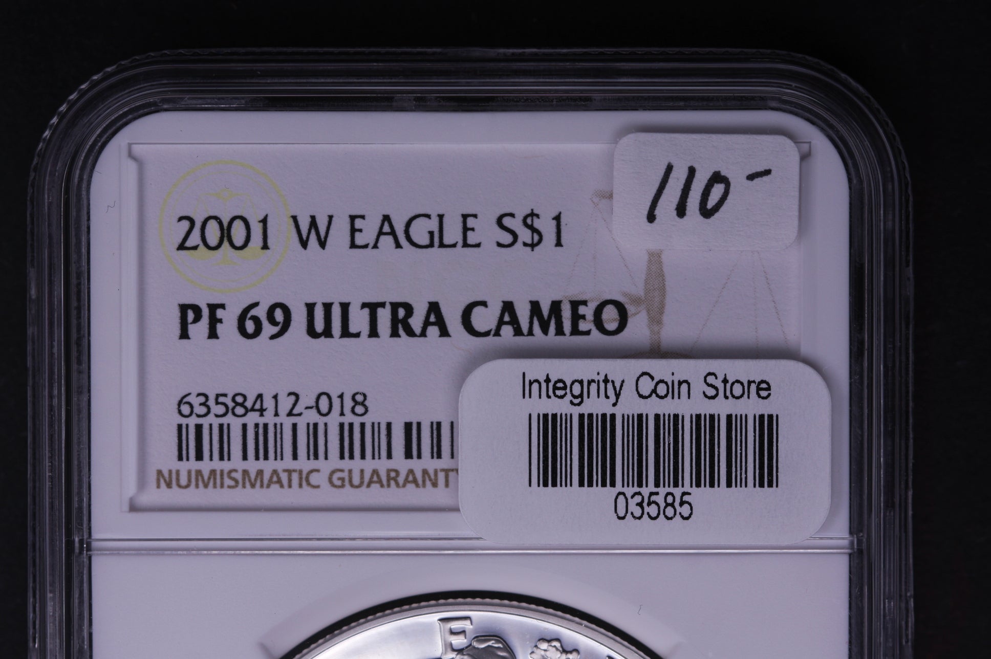 2001-W Silver Eagle $1. NGC Graded PF-69 Ultra Cameo. Store #AE0067
