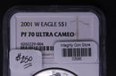 2001-W Silver Eagle $1. NGC Graded PF-70 Ultra Cameo. Store