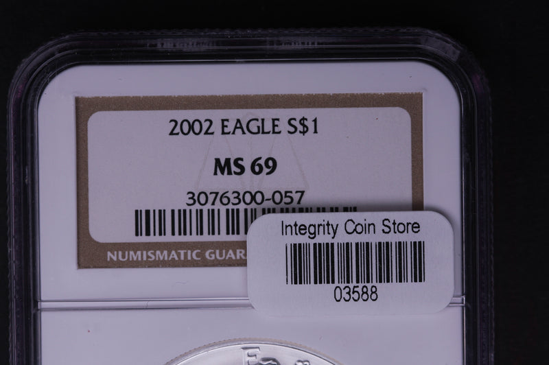 2002 Silver Eagle $1. NGC Graded MS-69 Un-Circulated. Store