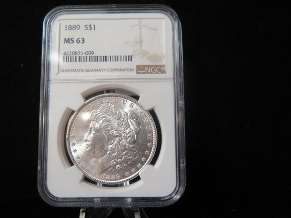 1889 Morgan Silver Dollar, NGC Graded MS 63.  Store #03173
