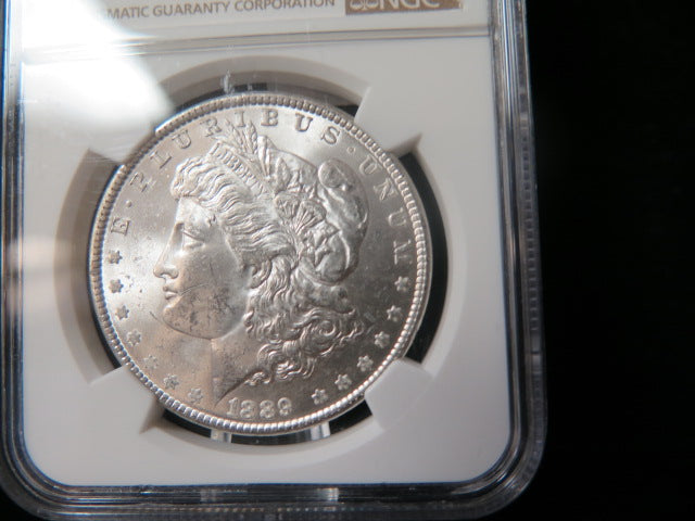 1889 Morgan Silver Dollar, NGC Graded MS 63.  Store