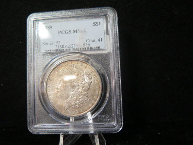 1889 Morgan Silver Dollar, PCGS Graded MS 62.  Store