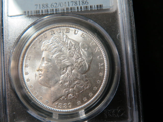1889 Morgan Silver Dollar, PCGS Graded MS 62.  Store
