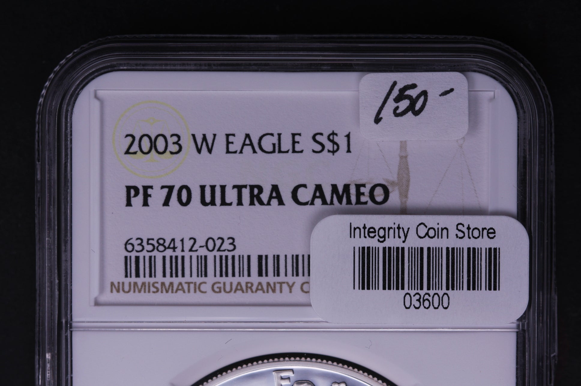 2003-W Silver Eagle $1. NGC Graded PF-70 Ultra Cameo. Store #AE0074 (03600)