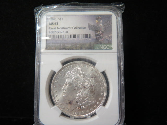 1896 Morgan Silver Dollar, NGC Graded MS 63 UNC.  Store