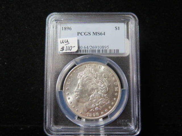 1896 Morgan Silver Dollar, PCGS Graded MS 64 UNC.  Store