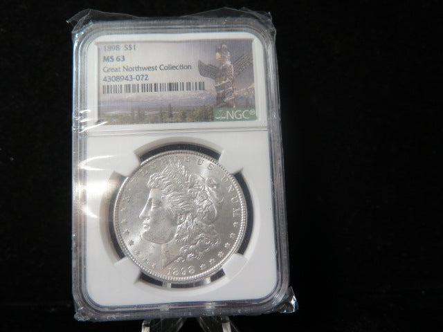 1898 Morgan Silver Dollar, NGC Graded MS 63 UNC.  Store