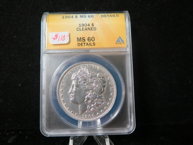 1904 Morgan Silver Dollar, ANACS Graded MS 60 UNC.  Store