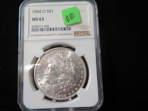 1904-O Morgan Silver Dollar, NGC Graded MS 63 UNC.  Store #03226