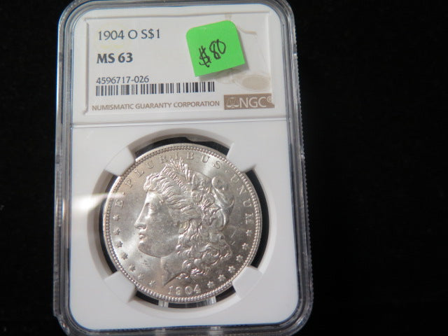 1904-O Morgan Silver Dollar, NGC Graded MS 63 UNC.  Store