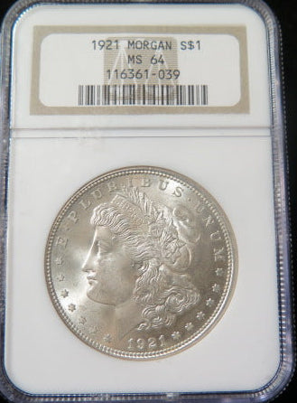 1921 Morgan Silver Dollar, NGC MS-64, Uncirculated Coin, Store #DR0642.