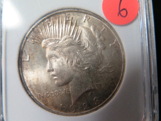 1923 Peace Silver Dollar, GEM Uncirculated Coin/Mint State. Store #DR0757