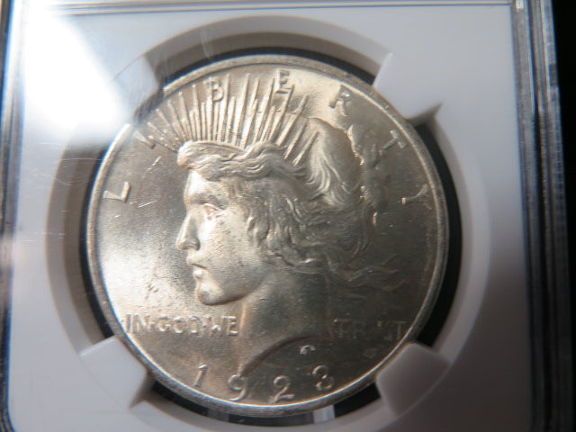 1923 Peace Silver Dollar, NGC Graded MS 64 Uncirculated Coin. Store