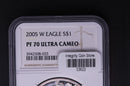 2005-W Silver Eagle $1. NGC Graded PF-70 Ultra Cameo. Store