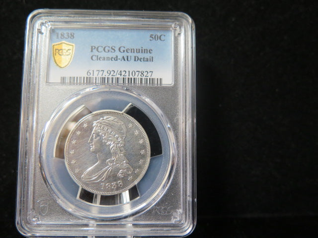 1838 Capped Bust Half Dollar, PCGS Genuine AU Detail Circulated Coin. Store