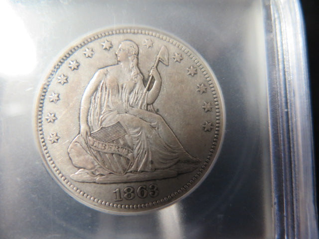 1863-S Seated Liberty Half Dollar, ICG Graded AU50 Circulated Coin.  Store