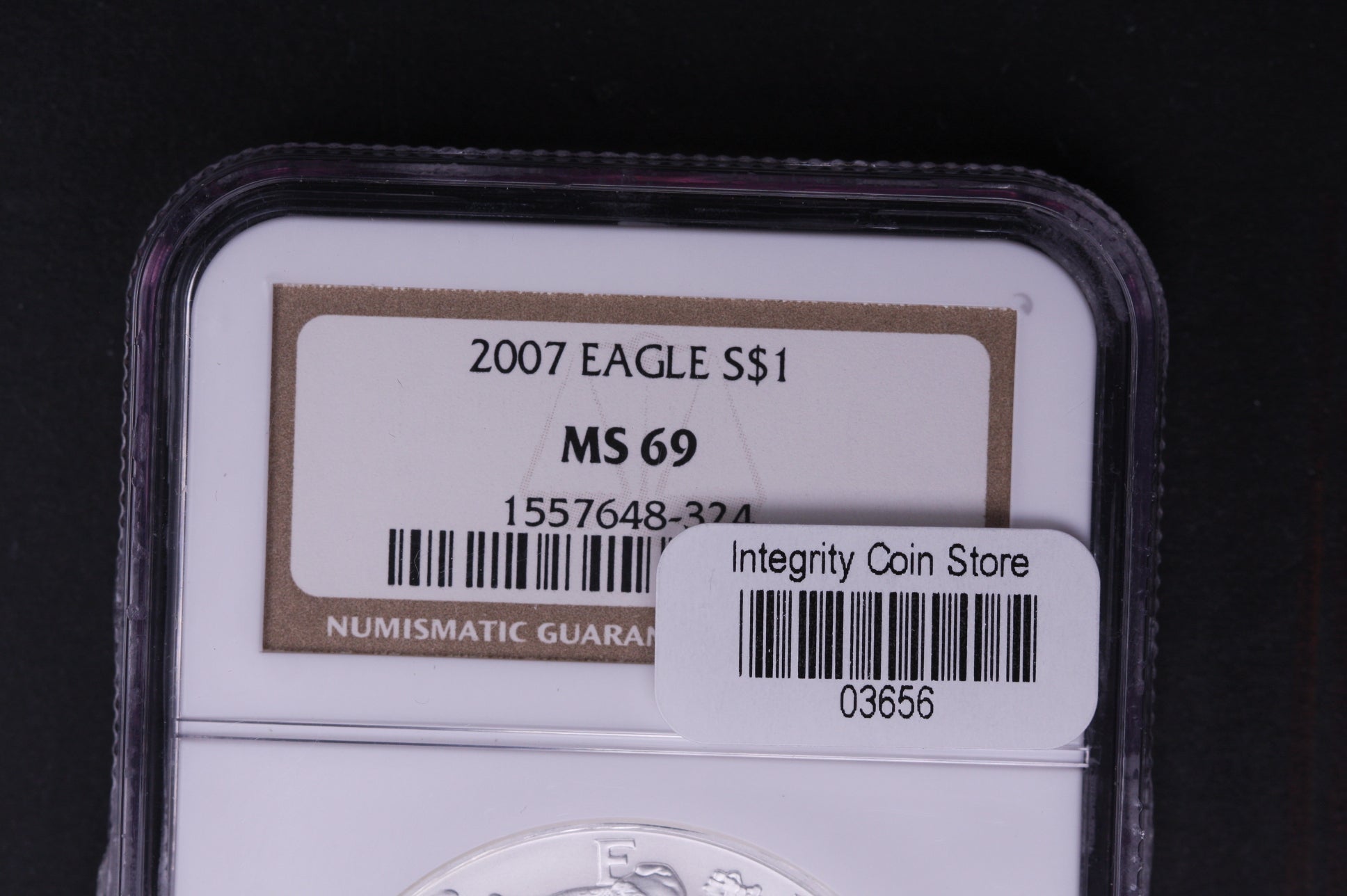 2007 Silver Eagle $1. NGC Graded MS-69 Un-Circulated Coin.  Store #AE0107