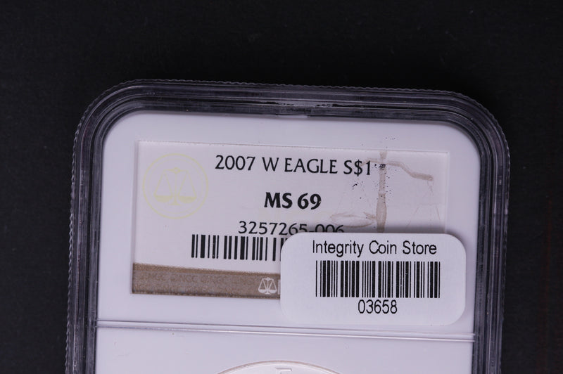 2007-W Silver Eagle $1. NGC Graded MS-69 Un-Circulated Coin.  Store