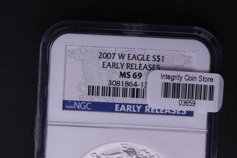 2007-W Silver Eagle $1. NGC Graded MS-69 Early Releases.  Store