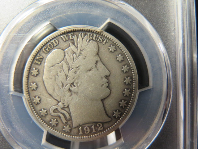 1912 Barber Half Dollar.  PCGS Graded VG10 Circulated Coin.  Store