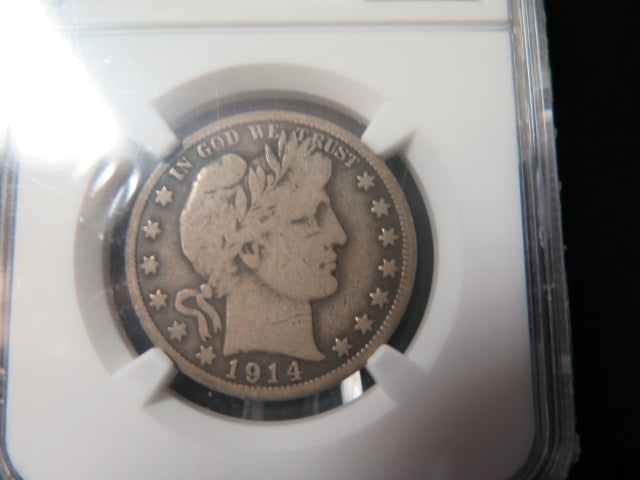 1914 Barber Half Dollar.  NGC Graded G 6 Circulated Coin.  Store